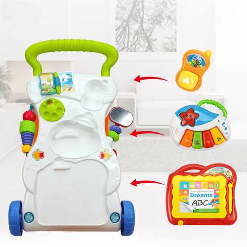 Baby walker stroller music walker adjustable speed anti-rollover baby learning walking stroller toy