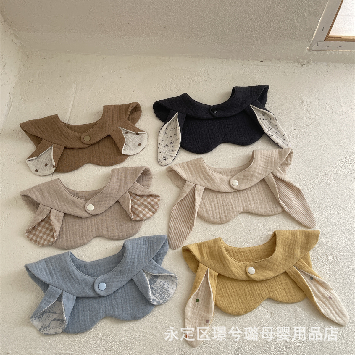 Baby Cotton yarn baby cotton 6-layer yarn saliva towel cute rabbit bear ear bib anti-spitting milk bib