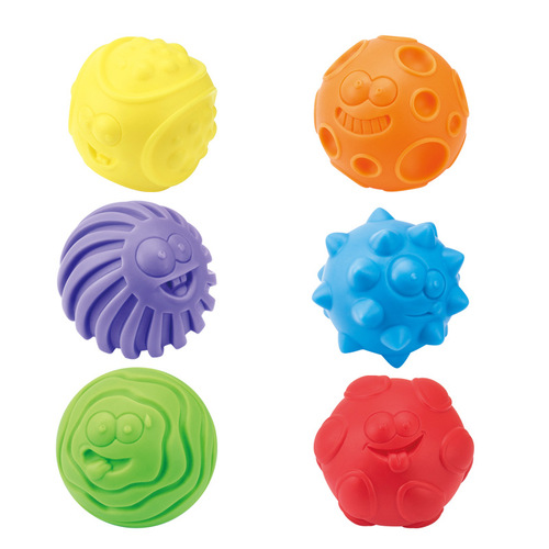 Cross-border baby 3D touch ball soft rubber multi-texture hand grasping ball baby sensory learning climbing Manhattan ball massage toy