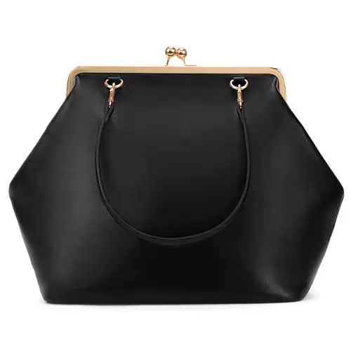2026 Spring/Summer New Kiss Lock Bag Medium Size Top Handle Handbag Kiss Lock Shoulder Bag Handbag Wallet