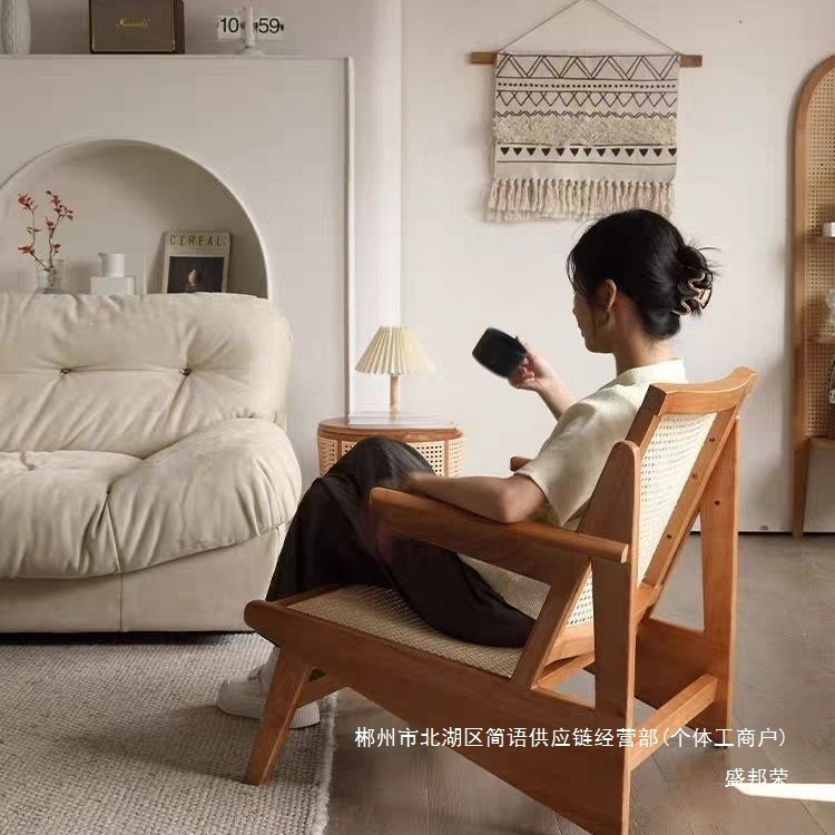 Factoria directa de sillas de madera maciza silla de caña silla de caña silla de caña silla de caña decadente retrógrado diseño de alojamiento único Changdiga image 3