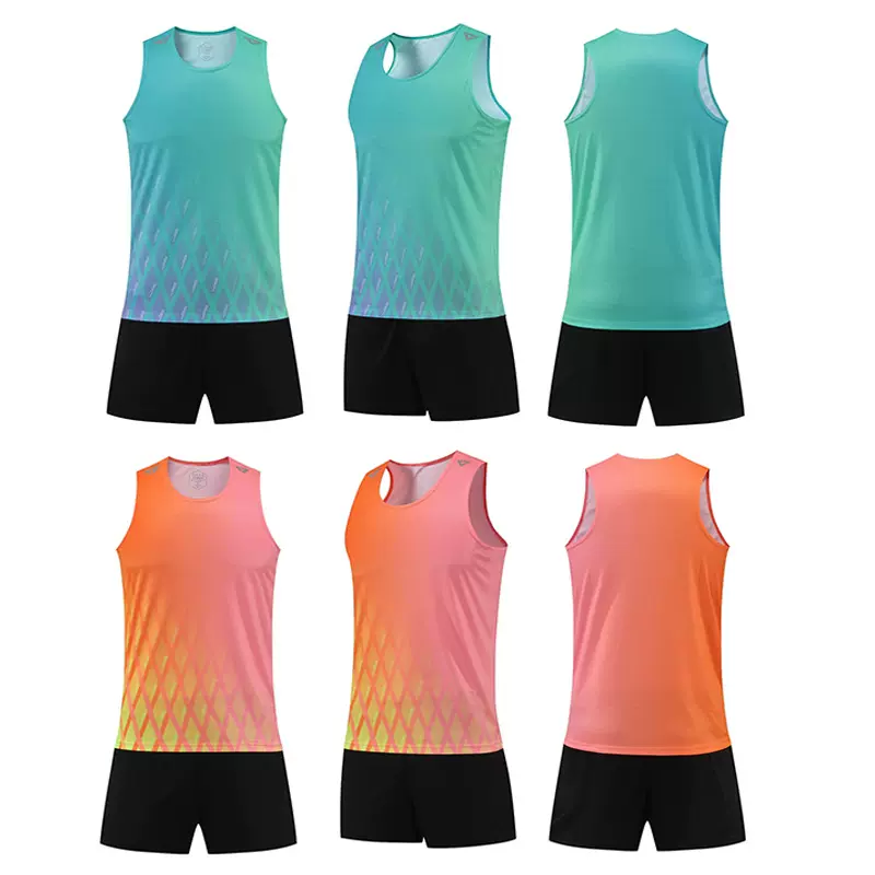 极速批发比赛服夏速干背心田径服套装团购马拉松体考长跑短跑运动