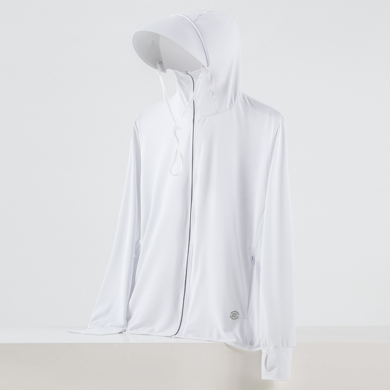 UPF50 + tecnología de protección solar delgada ropa de piel transpirable para hombres y mujeres deportivos al aire libre chaqueta de pareja encapuchada para hombres