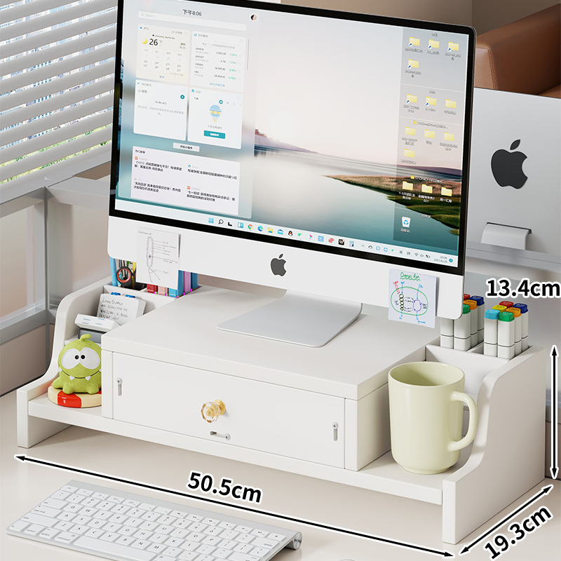 A타입 (펜홀더 4개 + 대형서랍 + 컵홀더 + 후면패널) - 화이트