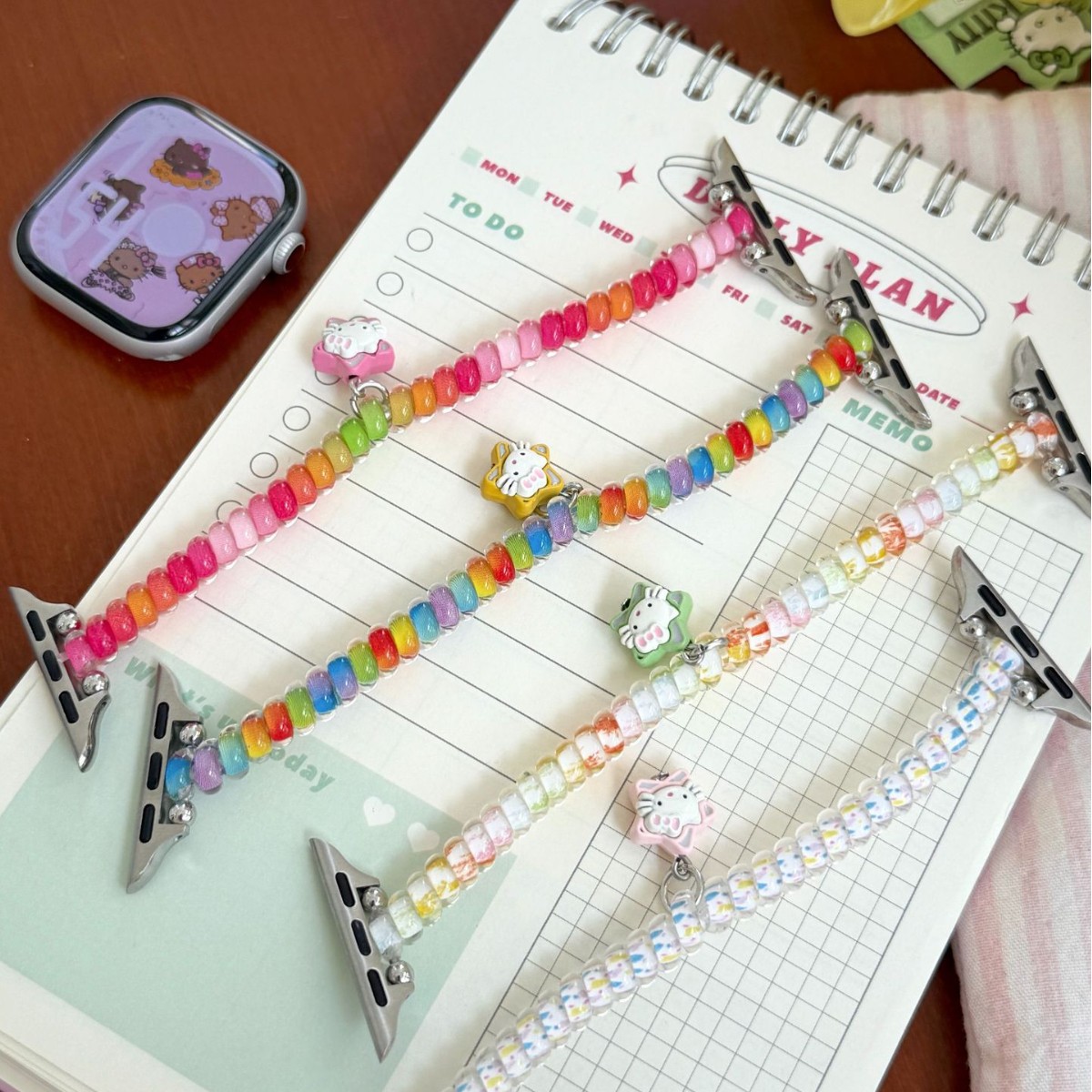 弹力kitty电话绳表带适用苹果手表iwatch11代10/987UltraSE