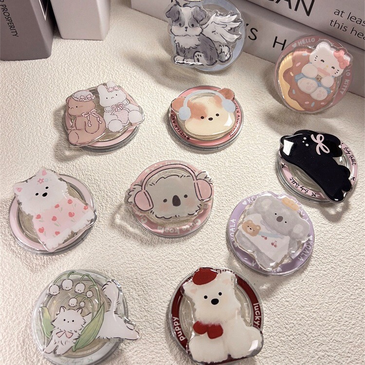 MagSafe Magnetic Bracket Cute Cartoon Telescopic Mobile Phone Airbag Bracket Ring Buckle Strong Adsorption