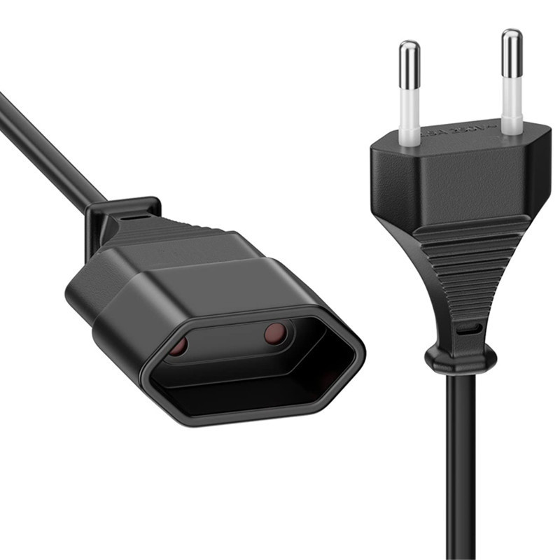 供应欧式2.5A插头欧标插头带对插欧规公母插头延长线欧洲电源线