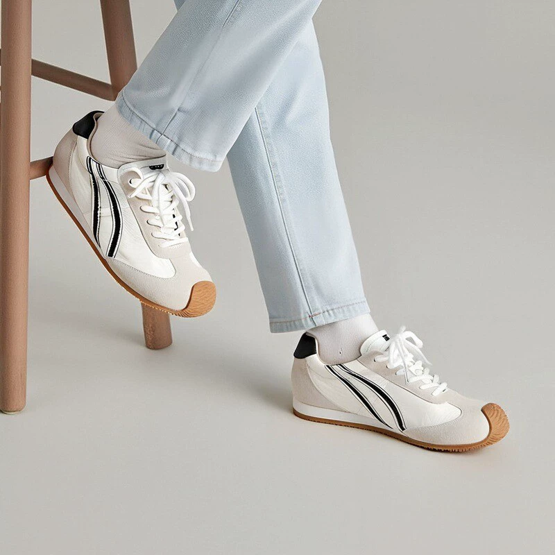 [Celebrity Same Style] Ugly Summer Немецкие тренировочные туфли Женская повседневная спортивная обувь из натуральной кожи Белые туфли с внутренним увеличением Туфли Форрест Гамп