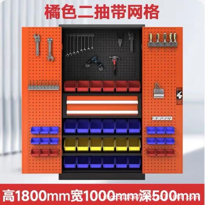 Gabinete de almacenamiento de herramientas pesadas de grado industrial de hardware grueso, gabinete de almacenamiento de almacenamiento móvil con placa colgante dividida de fábrica