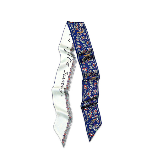 Spring and Summer New Silk Scarf Instagram Style Floral Small Collar Scarf French Braided Hairband Slim Narrow Long Retro Ribbon
