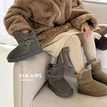 真毛口儿童雪地靴两穿大棉靴子2025年冬季新款加厚男女童棉鞋