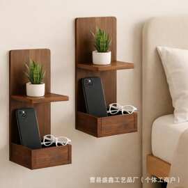 木制墙上置物架客厅卧室墙壁摆件装饰架简约壁挂收纳架盆栽展示架