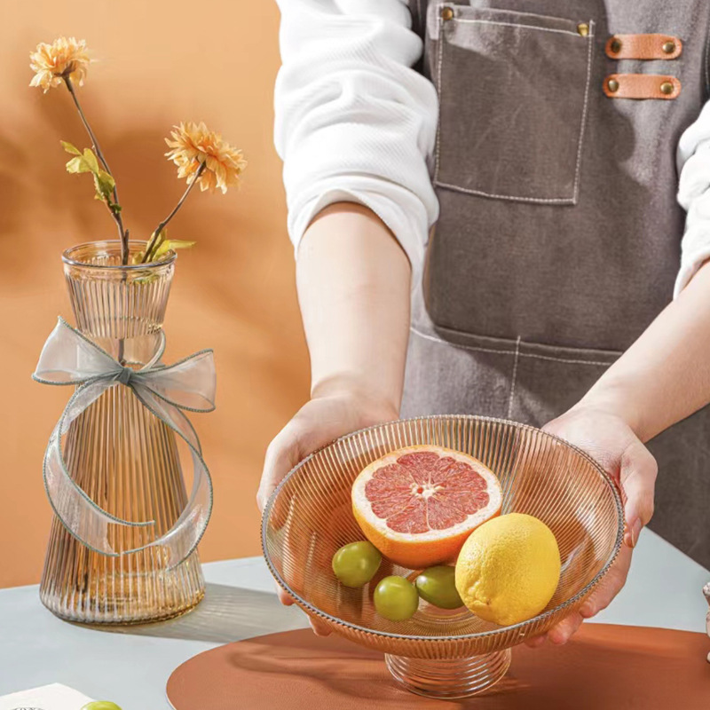 Placa de fruta de vidrio Placa de caramelo simple patrón vertical florero Placa de alto valor de color de dragón año regalo fábrica al por mayor Placa de fruta seca