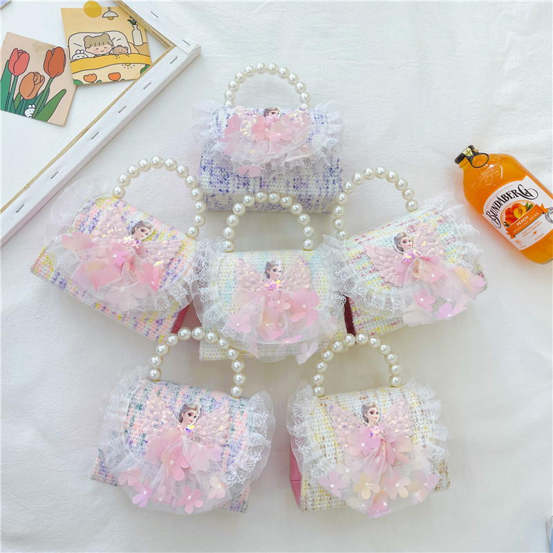 Bolso de hombro para niños 2023 nueva moda princesa portátil estilo occidental lindo algodón y lino bolsa pequeña mini bolsa de mensajero para padres e hijos