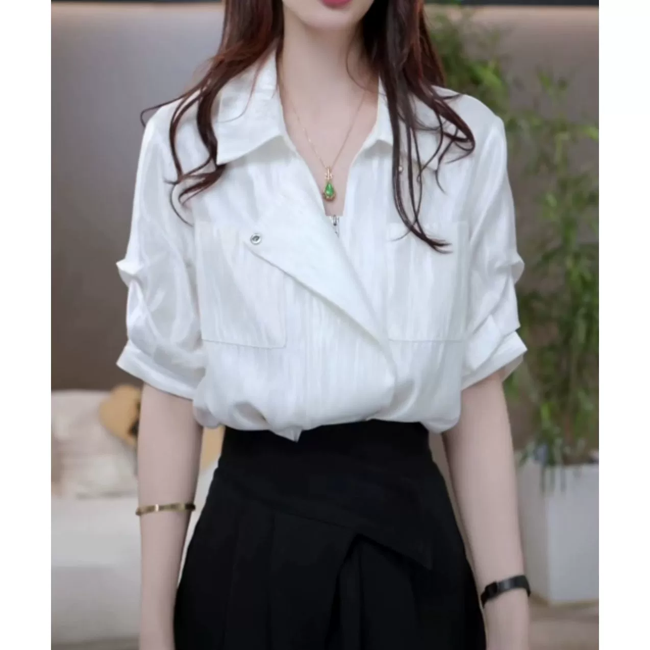 Французская профессиональная белая рубашка с коротким рукавом, летняя новинка 2025 года, ретро стиль, высококачественная женская рубашка