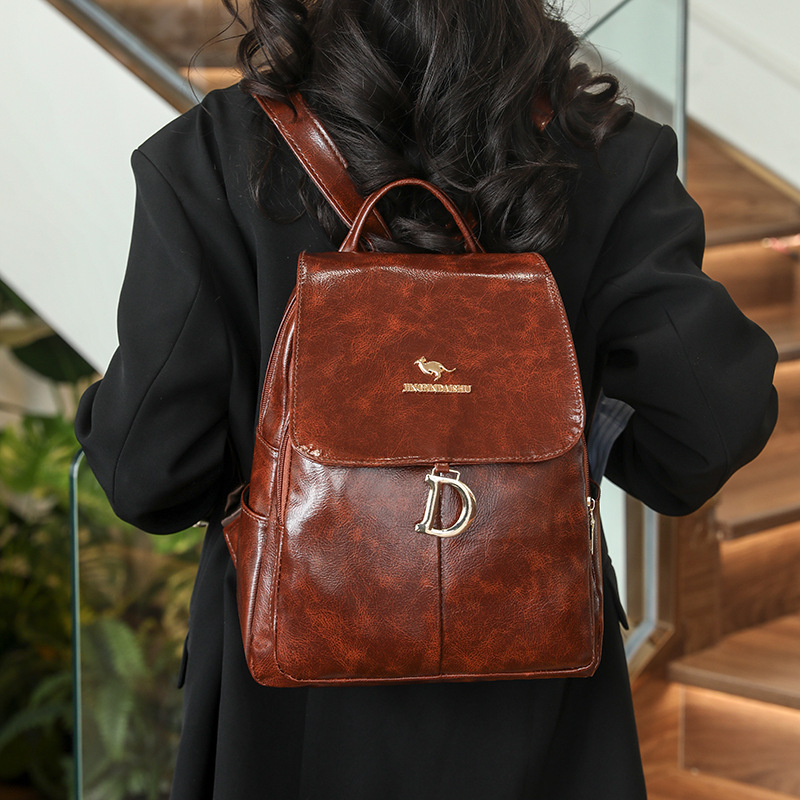 Mochila ligera y de gran capacidad para mujer 2024 comercio exterior nueva tendencia de moda de cuero suave mochila de viaje de ocio retro