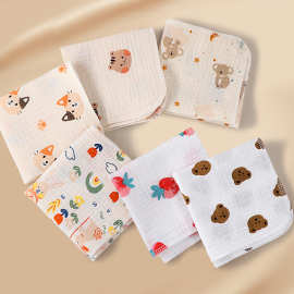 婴儿口水巾纯棉四层纱布毛巾宝宝拍嗝巾儿童手帕新生儿洗脸小方巾