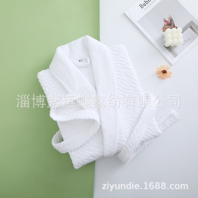 ?호텔 목욕 가운 코튼 타월 가을과 겨울 두꺼운 긴 자카드 범프 남자와 여자 커플을위한 양각 목욕 가운
