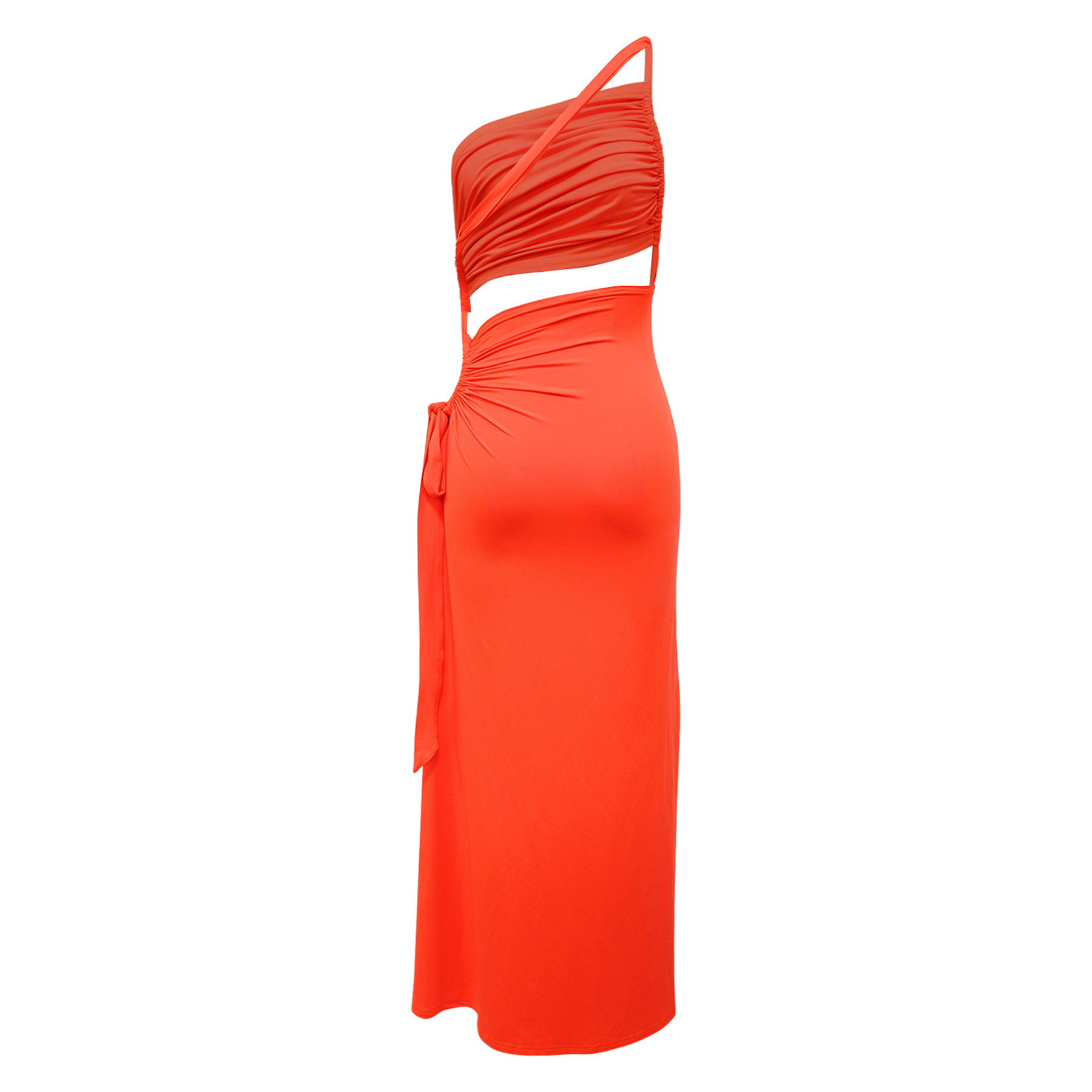 Women's Sexy Strapless Slit Dress Asymmetrical Neck Solid Color Fashion Dress for European And American Markets Cross Border E Commerce Amazon_ecoleips.com