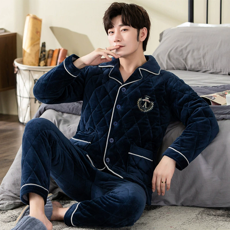 Demi-season quilted winter pijama, velvet keep warm flannel set thickened crystal, homewear