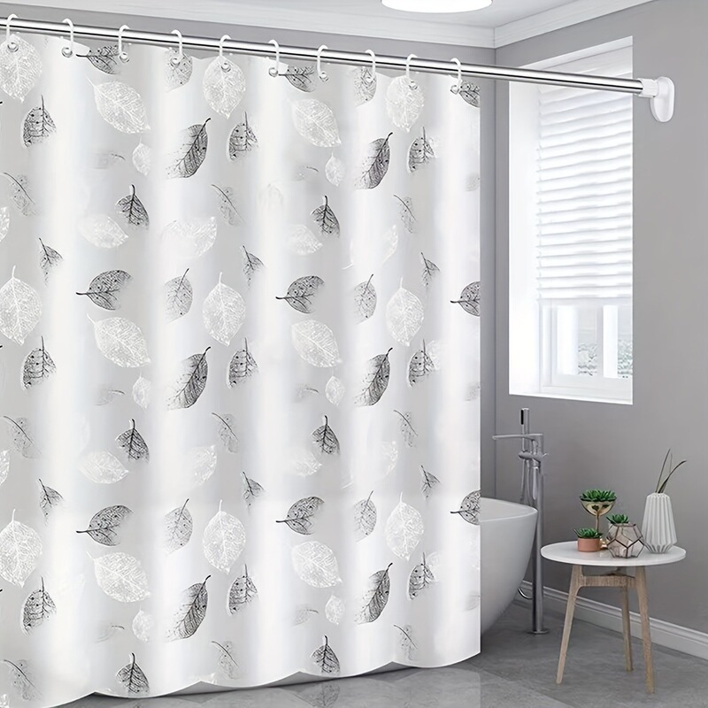 Fresh leaves peva shower curtain waterproof mildew-proof shower curtain rod suit waterproof waterproof cloth non-perforated bathroom partition curtain