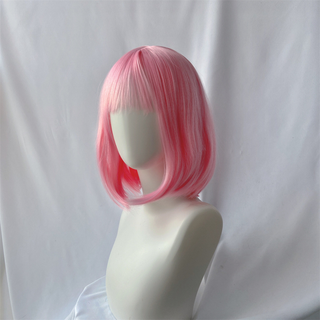 Peluca Corta de Cosplay de Anime de Fibra Sintética de Alta Temperatura para Cosplay