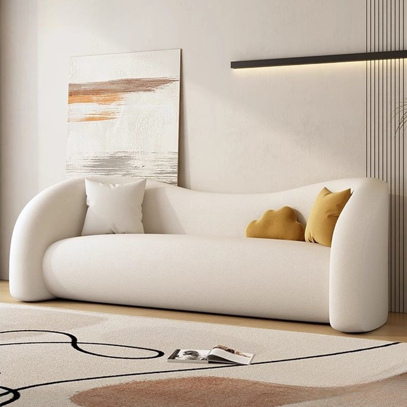 Trendy Small Apartment Living Room Sofa Home Living Room Sofa Jmo Fabric Cream Beauty Salon Light Luxury Style Sofa