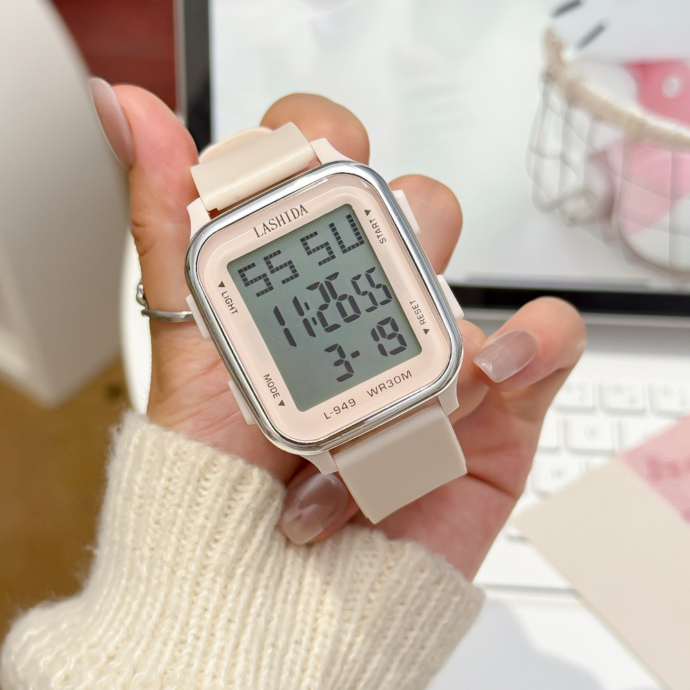 High-Looking Square Waterproof Watch for Men and Women, Middle and High School Students, Couple Luminous Alarm Clock, Sports Electronic Watch Wholesale