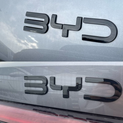 car emblems, non-removable covers for BYD, Car logo - glossy-black-with-translucent-design-byd-front-emblem-byd-rear-emblem-25-models-of-song-plus-the-byd-emblem-on-the-rear-is-translucent