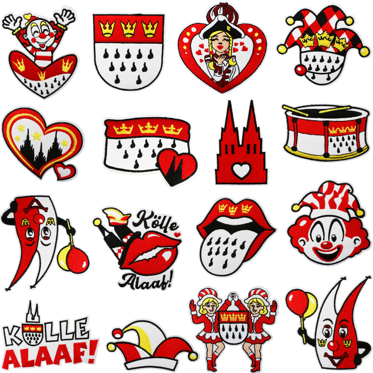 小丑装扮刺绣布贴包包装饰电脑绣花标狂欢节补丁贴爱心章仔热转印