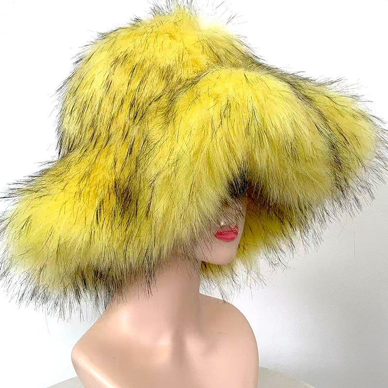 Faux Fur Bucket Hat With Wide Brim - Winter Warm Fashion Hat For Women, Soft & Cozy, Stylish & Trendy (Multiple Colors)_voghion.com