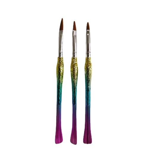 厂家美甲笔彩绘笔渐变炫彩人鱼杆水晶笔3支套装金色头