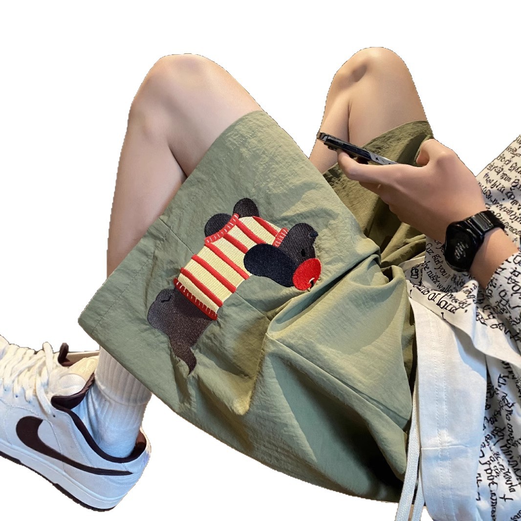 American Trendy Brand Dachshund Embroidered Shorts Men's Summer Quick-Drying Beach Sports Casual Pants Loose and Versatile Five-Point Pants