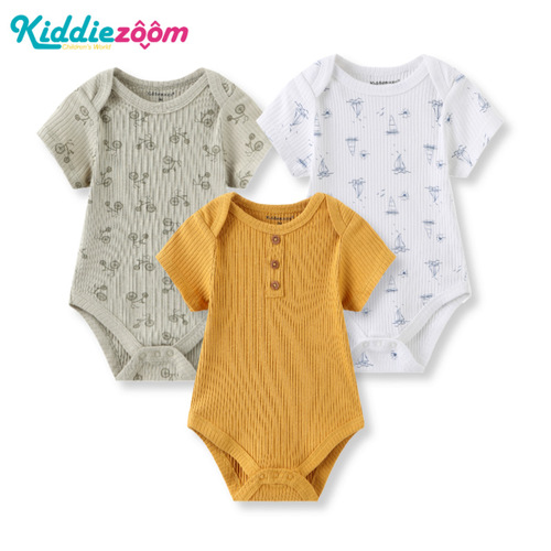 Baby jumpsuit, newborn pit ribbed pajamas set, baby skin-friendly and close-fitting sweatshirt, Category A crawler suit, three-piece set