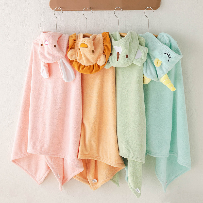 Wholesale Coral Velvet Children's Cartoon Bathrobe Wearable Hooded Cloak Soft Absorbent Baby Swimming Hooded Bath Towel Wholesale Coral Velvet Children's Cartoon Bathrobe Wearable Hooded Cloak Soft Absorbent Baby Swimming Hooded Bath Towel