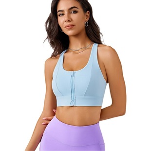 Spring and Summer new front zipper yoga bra beauty back high strength shockproof running vest integrated sports yoga clothes