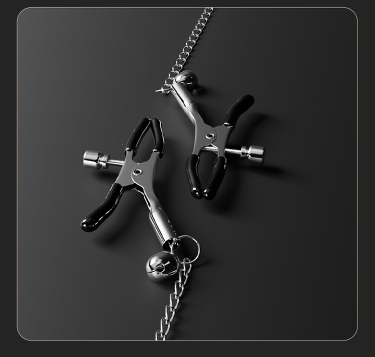 SM Nipple Clamps for Couples, Metal and PVC Body, Black Adult Flirting Accessory — detail image 19