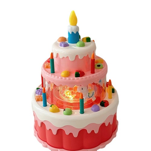 Cross-border simulation electric light music birthday cake with candle blowing for children's play house boys and girls gift batch