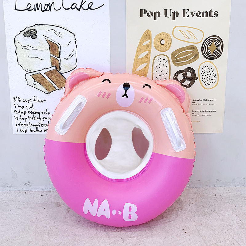 손잡이로 두껍게 한 핑크 곰 좌석 반지 0-4 세