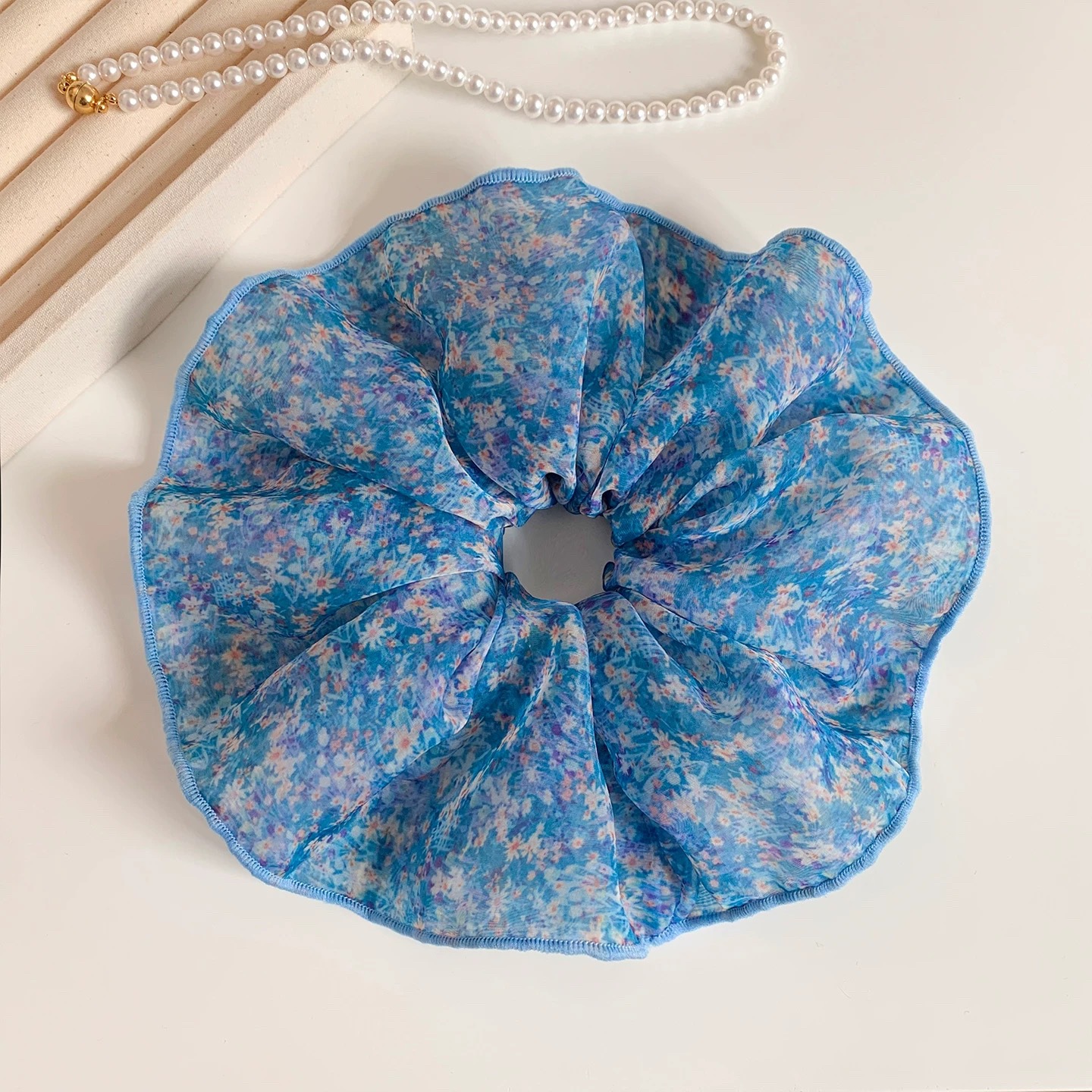 28# korean style gentle blue crushed flower fabric about 20cm
