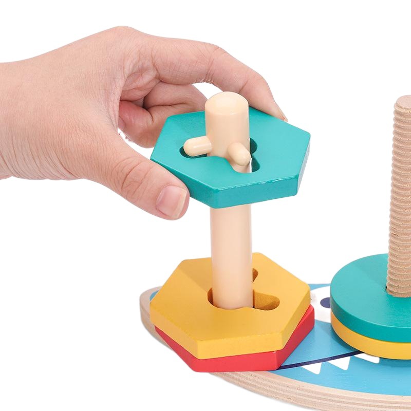Educación temprana educación cinco conjuntos de columnas bebé inteligencia geométrica forma de la Junta juego bloques de construcción juguete enseñanza ayuda niños iluminación