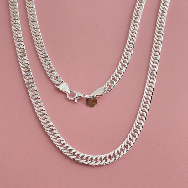 Aliexpress European and American Jewelry Copper Silver-Plated 6mm Double Clasp Side Necklace in Stock 18-24inch