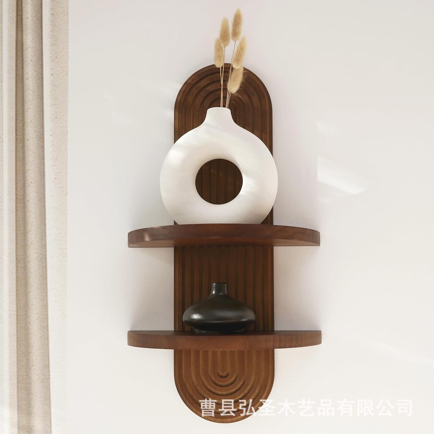 Estante de madera de doble capa Estante para llaves de porche de pasillo Estante de exhibición de artesanías Estante de flores Estante de aromaterapia Estante decorativo de madera maciza