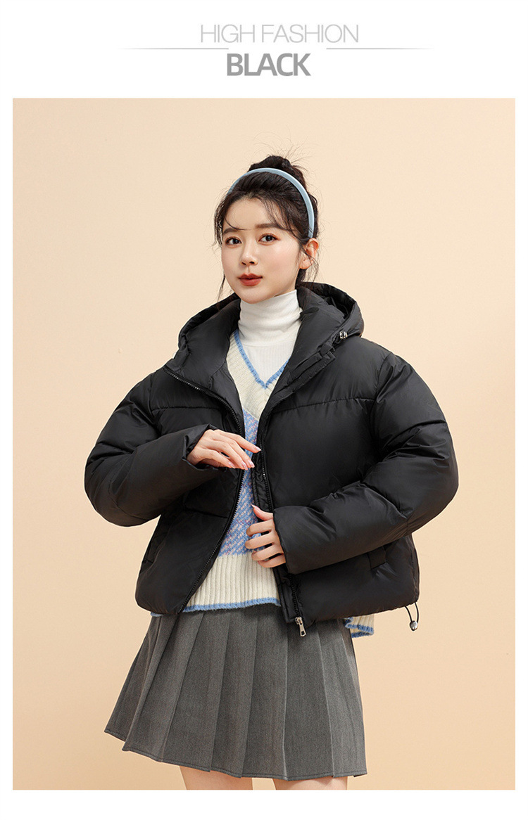 Chaqueta corta con capucha para mujer, estilo coreano, de invierno, corta, gruesa, cálida, de algodón, para mujer_voghion.com