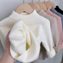 打底衫女童新款加厚软糯半高领打底衫加绒保暖秋冬针织衫毛衣内搭