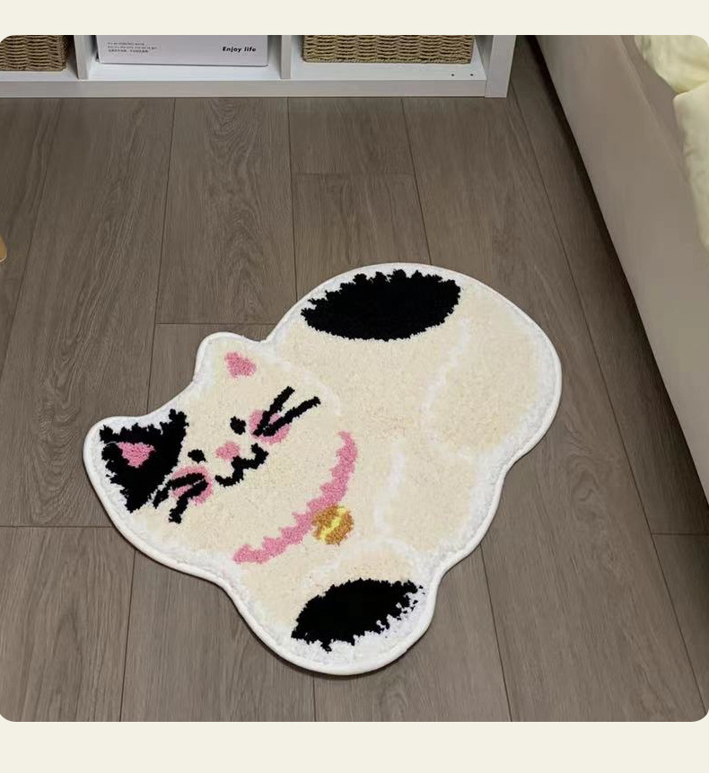 Tapis de bain chat mignon absorbant antidérapant moelleux_voghion.com