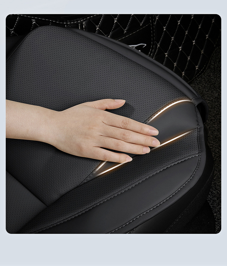 Cross-Border Popular Car Seat Cushion, Five-Seater Universal with Lumbar Support and Leg Rest, Four-Season Universal Car Seat Cushion, Full Leather Seat Cover