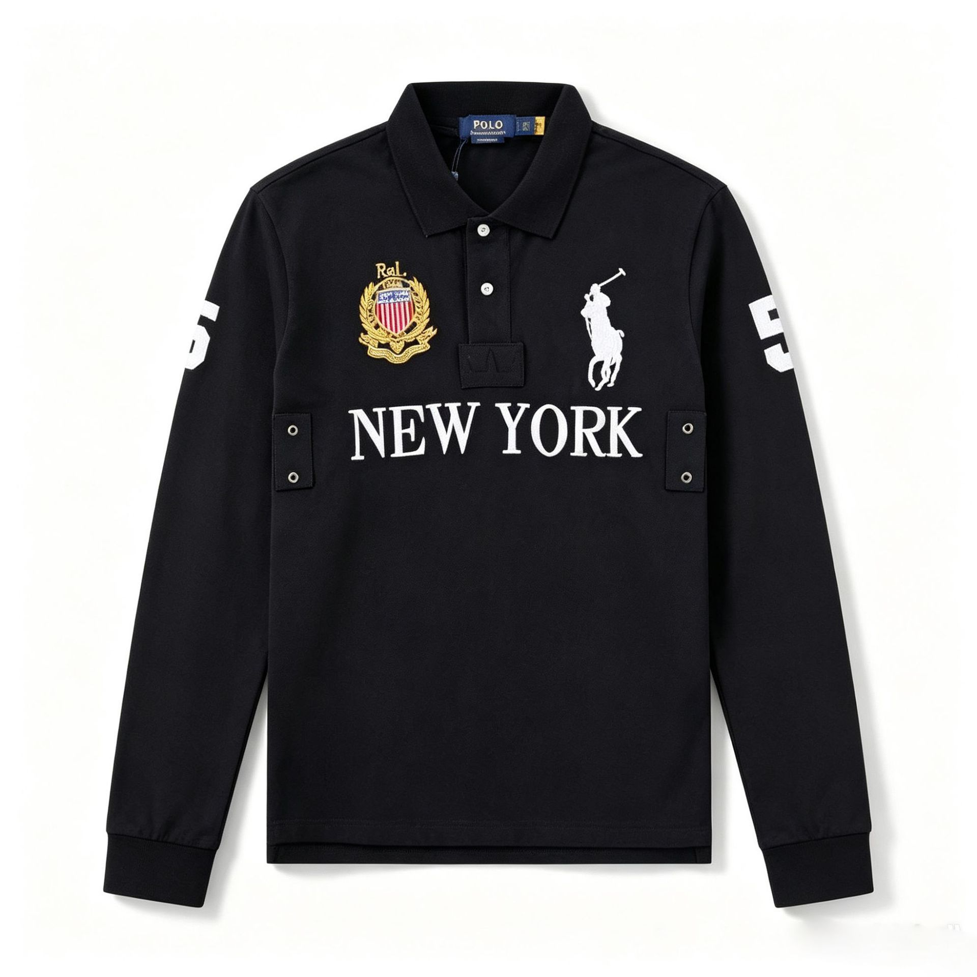 Men's cross-border best-selling POLO shirt with embroidered collar, urban style, casual plus-size top, long-sleeve polo shirt