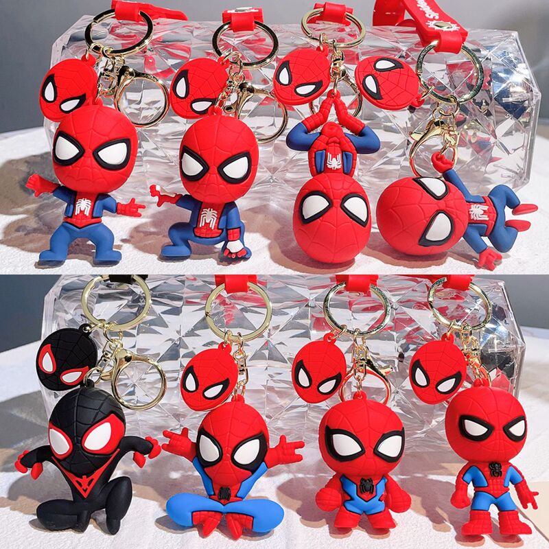 50種類の漫画マーベルスパイダーマンシリコンキーホルダーpvcペンダントバッグ車のキーペンダントギフト卸売|undefined
