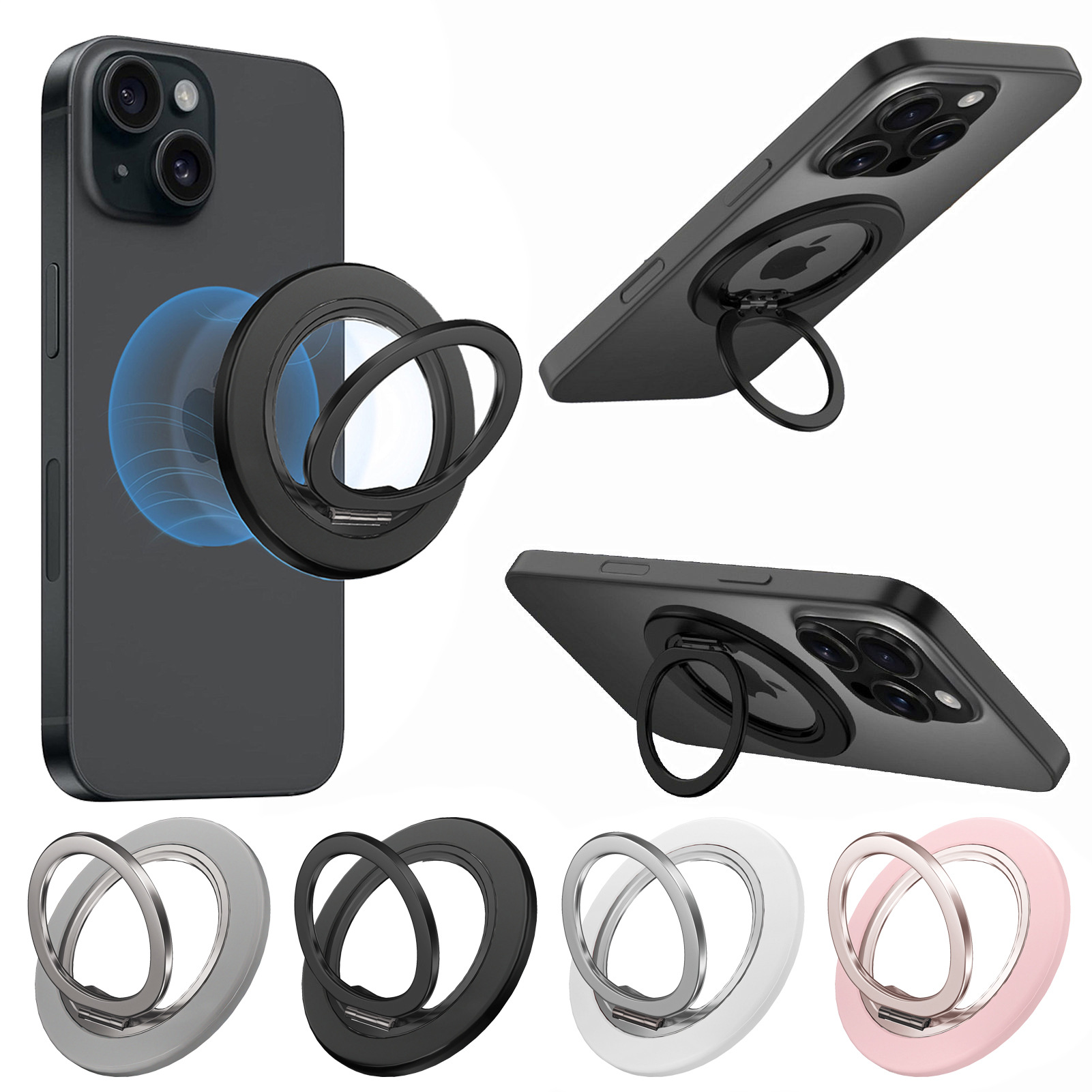 New 360 ° Rotating Mobile Phone Magnetic Ring Buckle Strong Magnetic Car Multi-Functional Stable Foldable Magnetic Holder